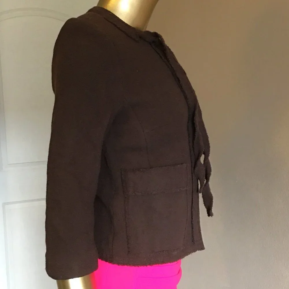 TULEH Brown Fringe Wool Blend Evening Jacket - Picture 7 of 16